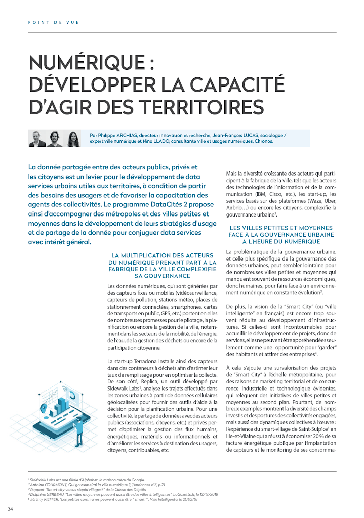 « Numérique : développer la capacité d’agir des territoires » – Publication dans le n°6 du cahier Tendances